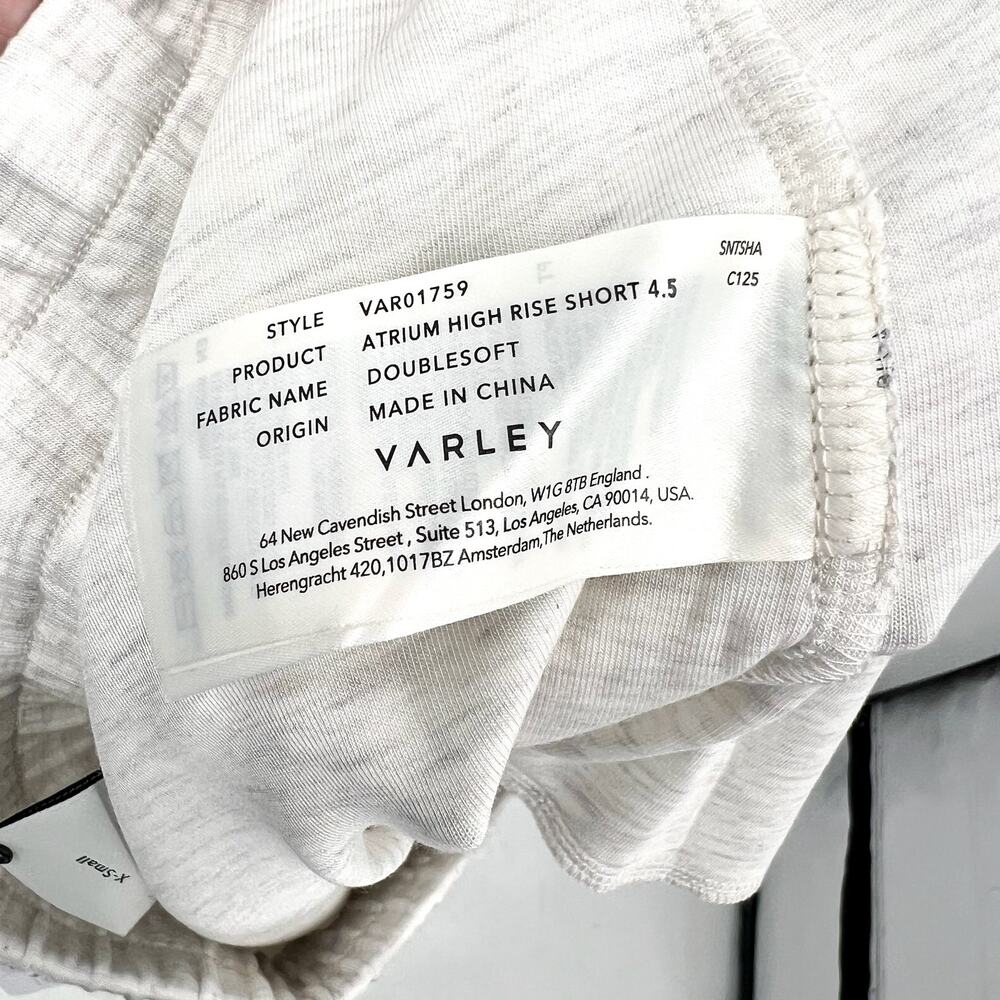 VARLEY Women's Atrium High Rise Shorts XS Ivory Marl 4.5" Inseam DoubleSoft NWT - Picture 10 of 12